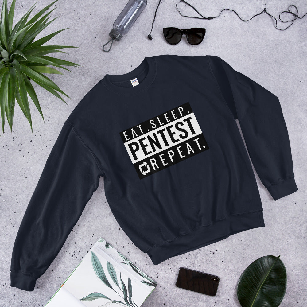 Eat sleep pentest repeat - Unisex Sweatshirt (white) by DarkByteGear
