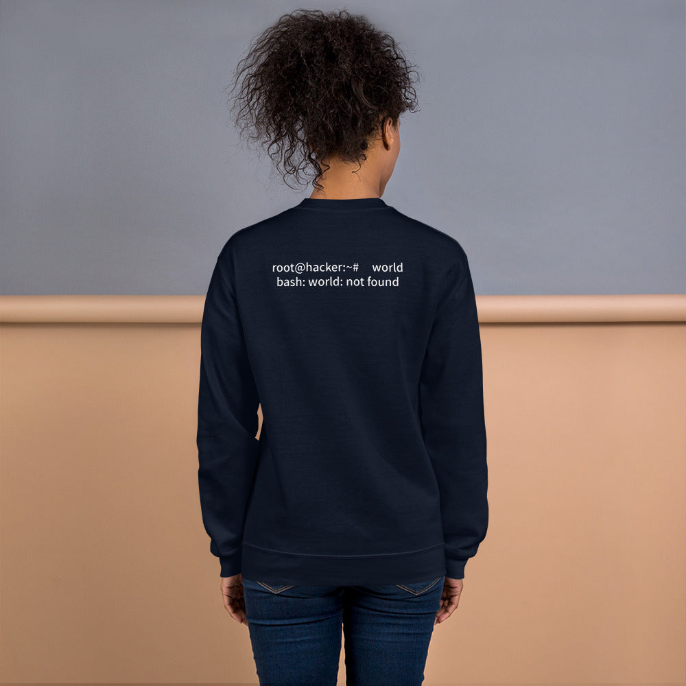 Linux Tweaks - world not found - Unisex Sweatshirt (with back design) by DarkByteGear
