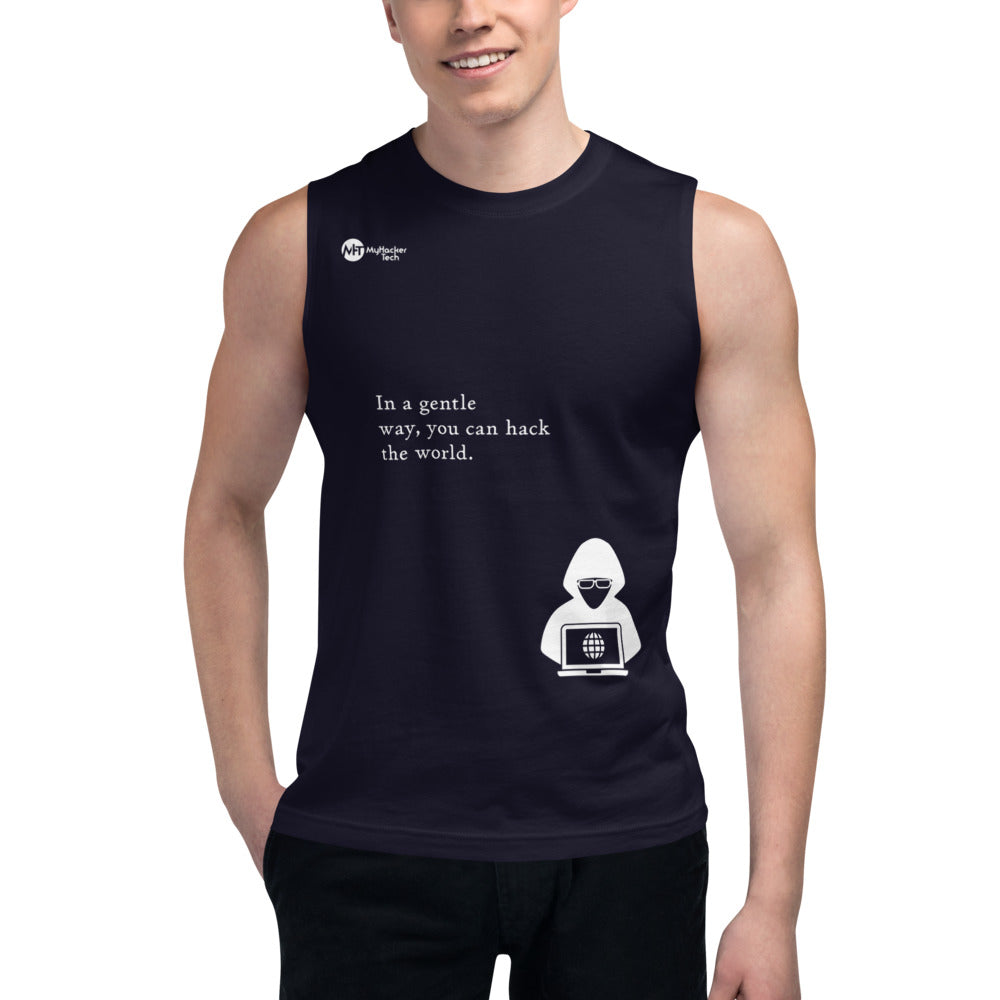 You can hack the world - Muscle Shirt (white text) by DarkByteGear