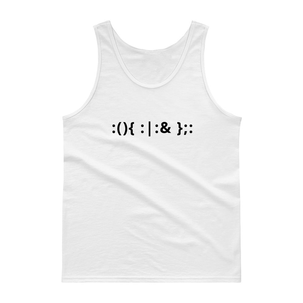 Linux Hackers - Bash Fork Bomb - Black Text - Tank top by DarkByteGear