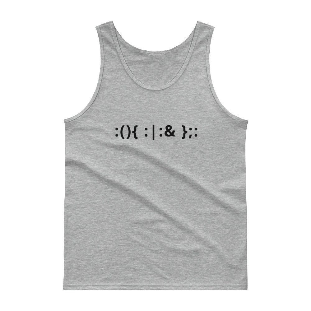 Linux Hackers - Bash Fork Bomb - Black Text - Tank top by DarkByteGear