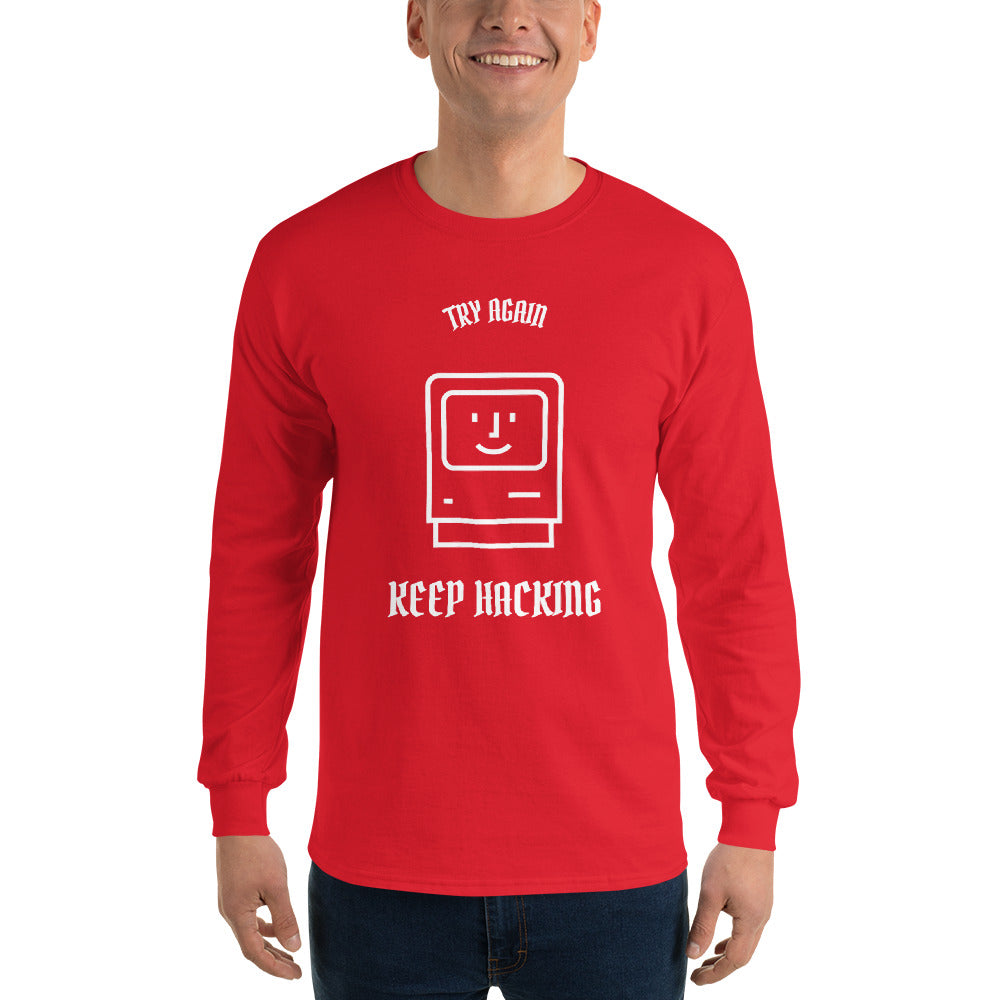 Keep hacking - Long Sleeve T-Shirt (white text) by DarkByteGear