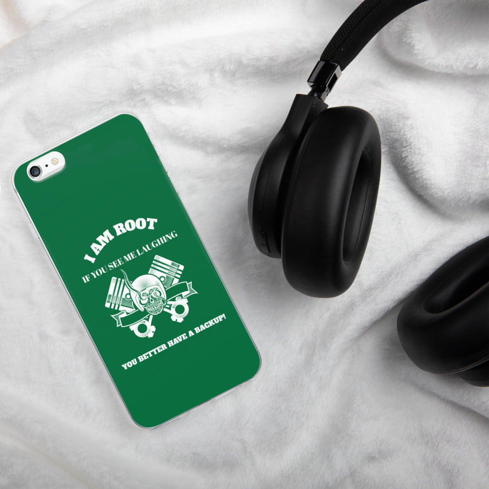 I Am Root If You See Me Laughing You Better Have A Backup - iPhone Case (green) by DarkByteGear