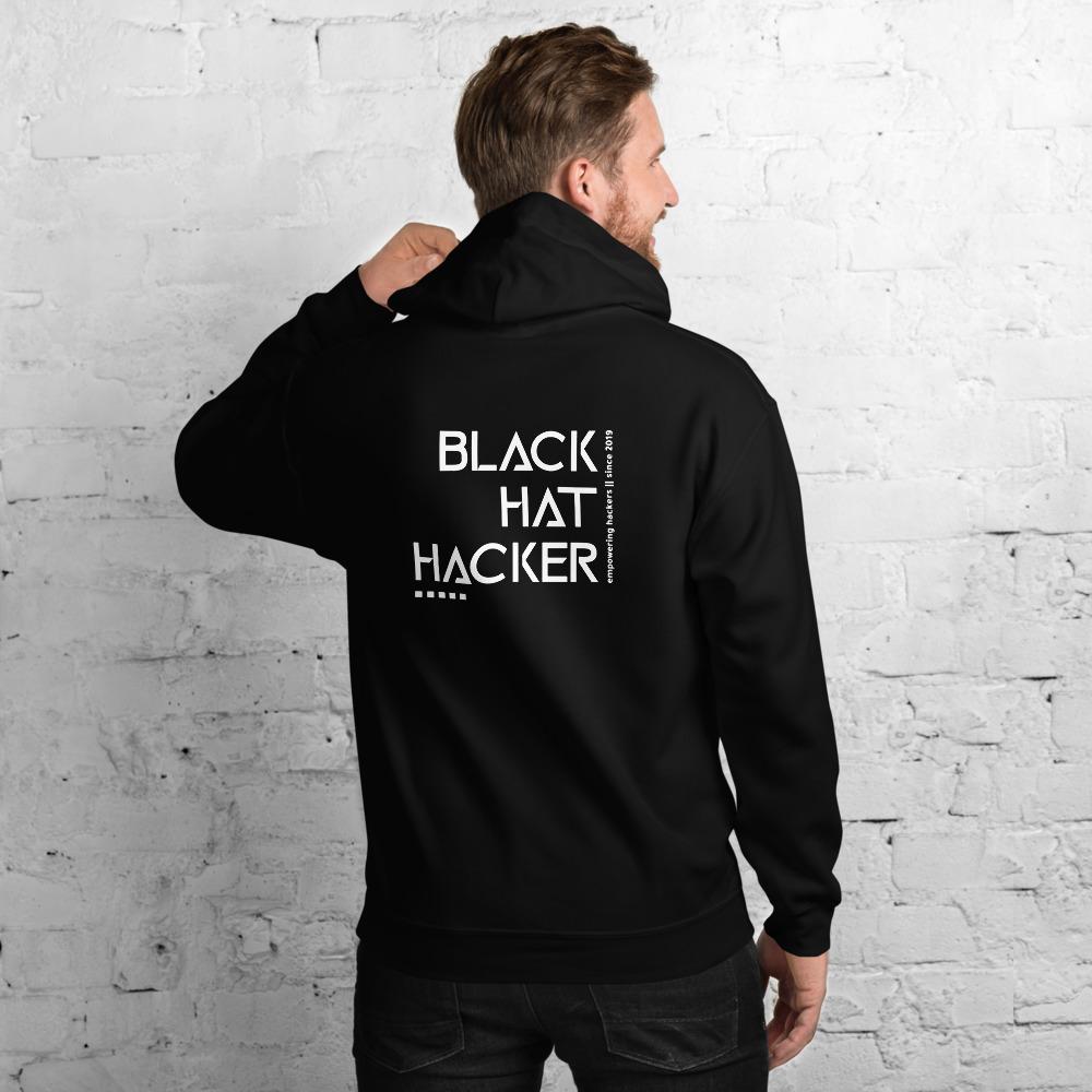 Black Hat Hacker v1 - Unisex Hoodie (back print) by DarkByteGear