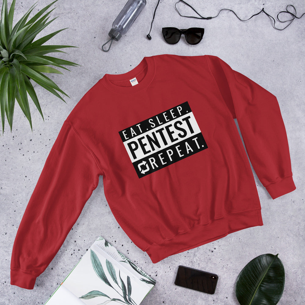 Eat sleep pentest repeat - Unisex Sweatshirt (white) by DarkByteGear