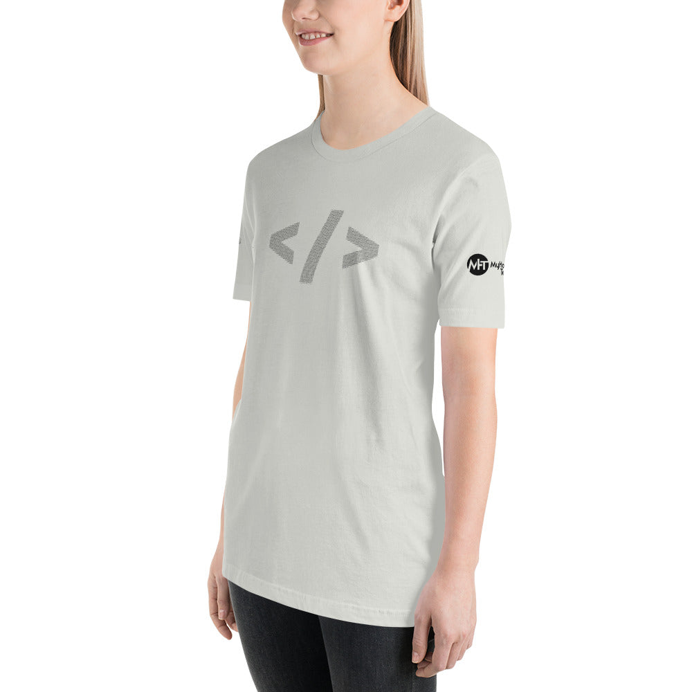 Culture of code in ASCII characters - Short-Sleeve Unisex T-Shirt (black text) by DarkByteGear