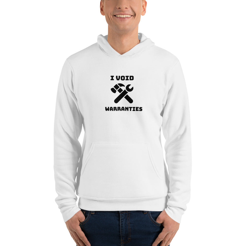 I void warranties - Unisex hoodie (black text) by DarkByteGear