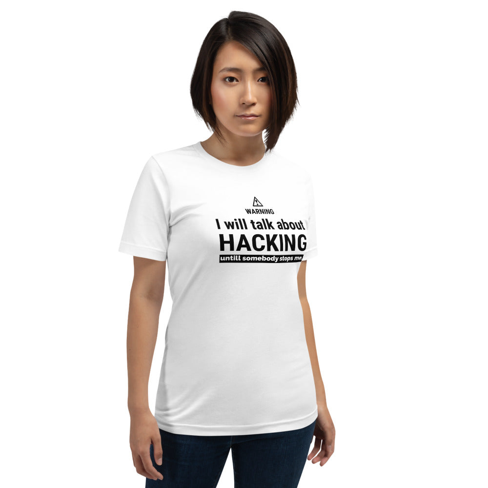 I will talk about HACKING - Short-Sleeve Unisex T-Shirt (black text) by DarkByteGear