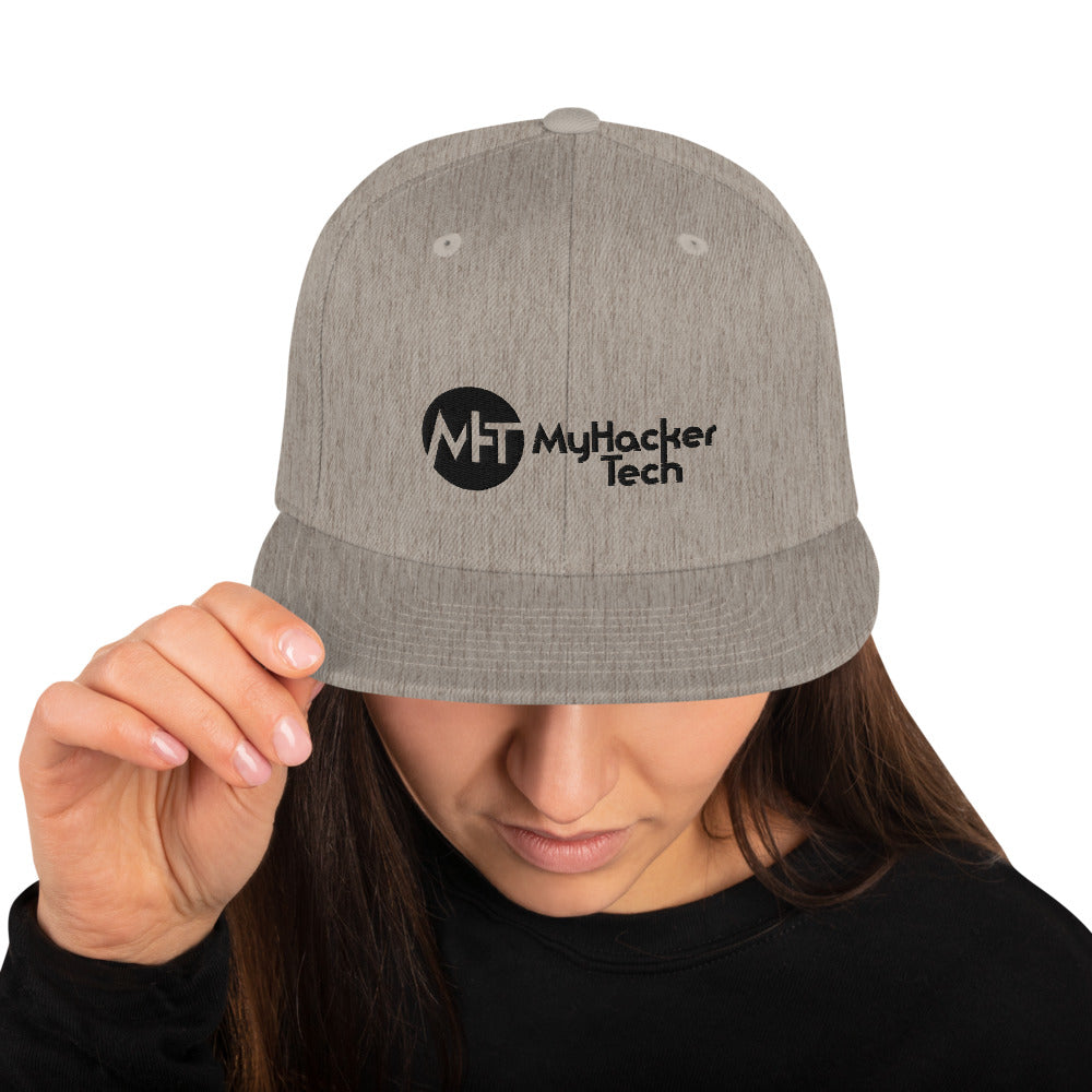 MyHackerTech - Snapback Hat (black text) by DarkByteGear