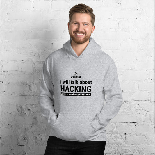 I will talk about HACKING - Unisex Hoodie (black text) by DarkByteGear