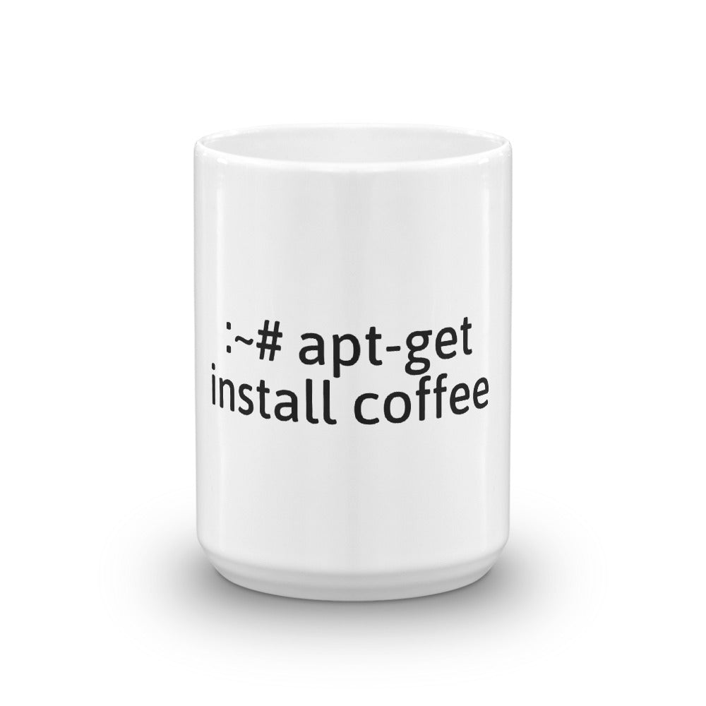 "apt-get install coffee" Hacker Mug (White) by DarkByteGear