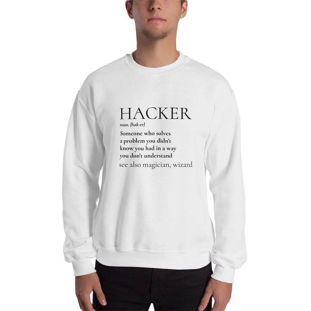HACKER noun. [hak-er] - Unisex Sweatshirt (black text) by DarkByteGear