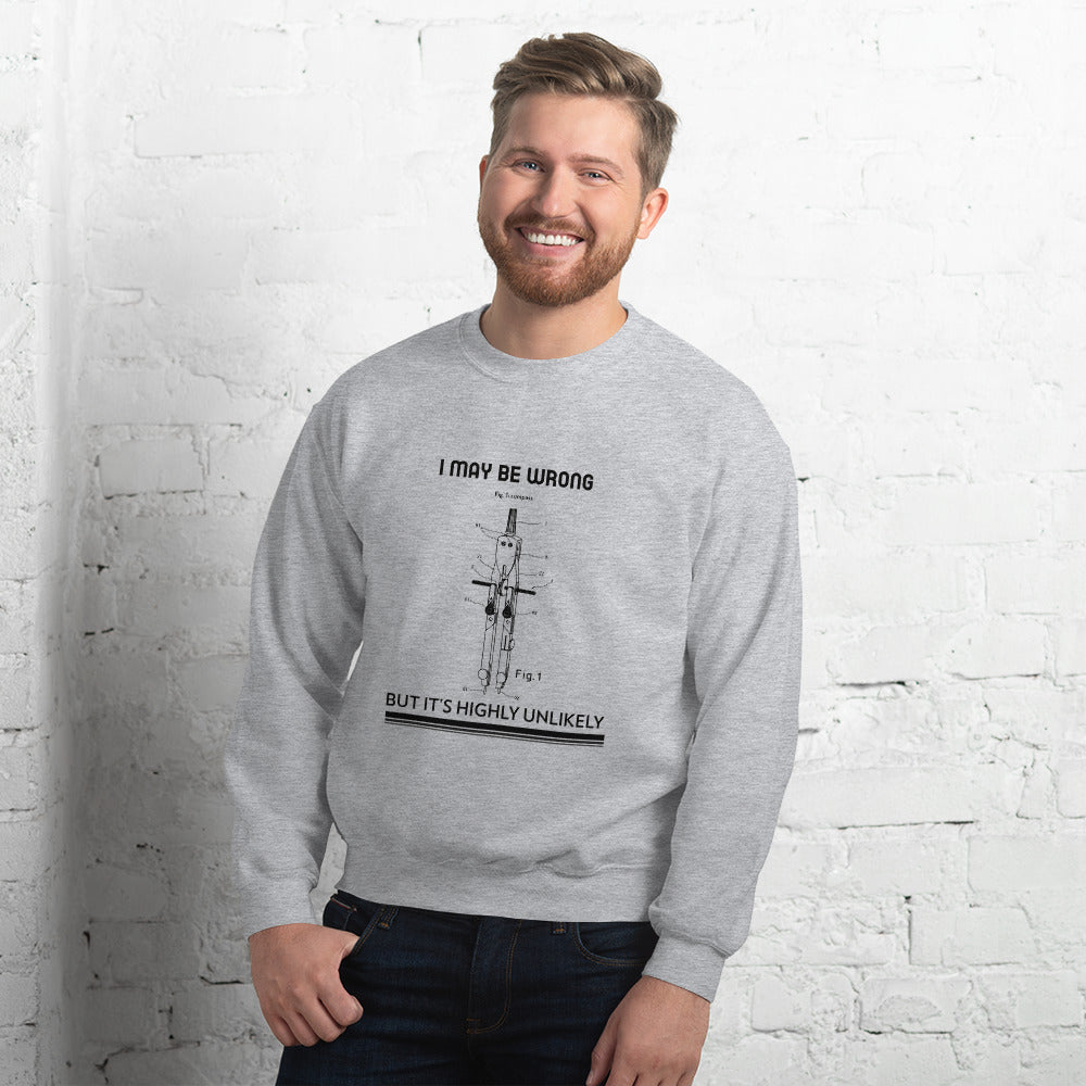 I may be wrong, but it's highly unlikely - Unisex Sweatshirt (black text) by DarkByteGear