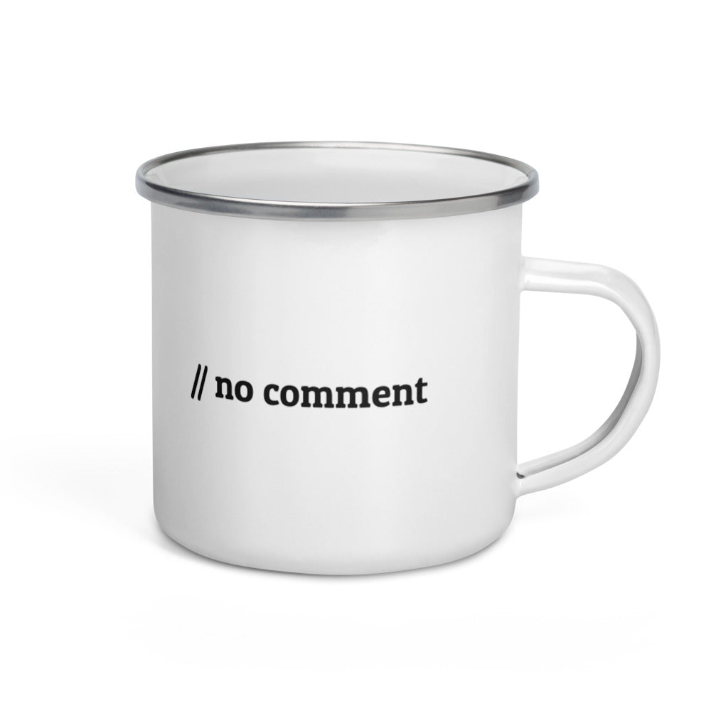 // no comment - Enamel Mug by DarkByteGear