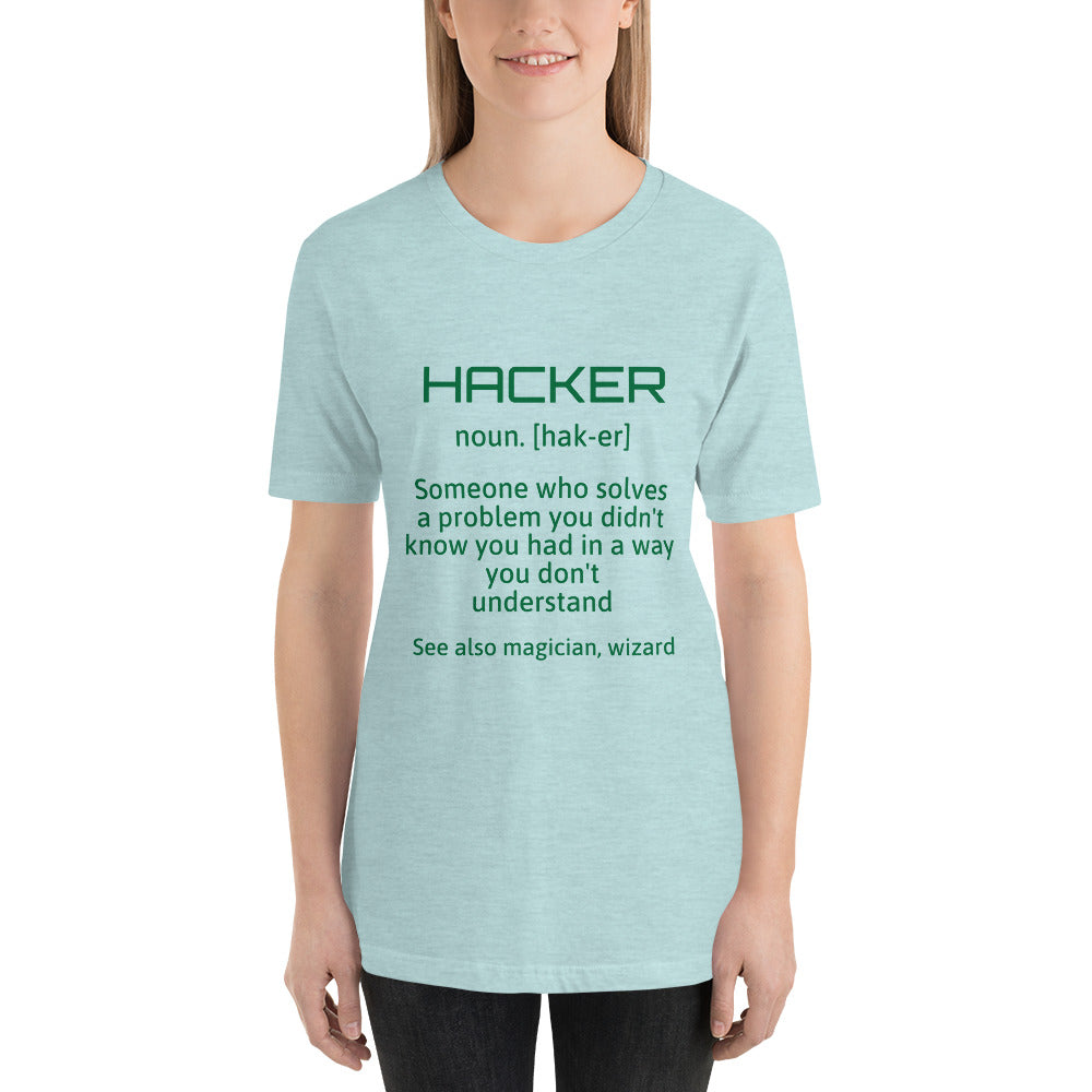 Hacker - Short-Sleeve Unisex T-Shirt (green text) by DarkByteGear