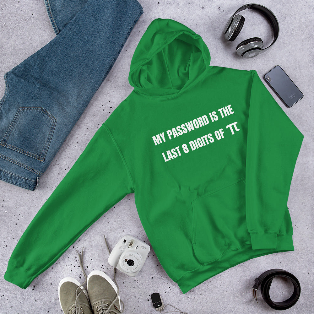 My password is the last 8 digits of π - Hooded Sweatshirt (white text) by DarkByteGear