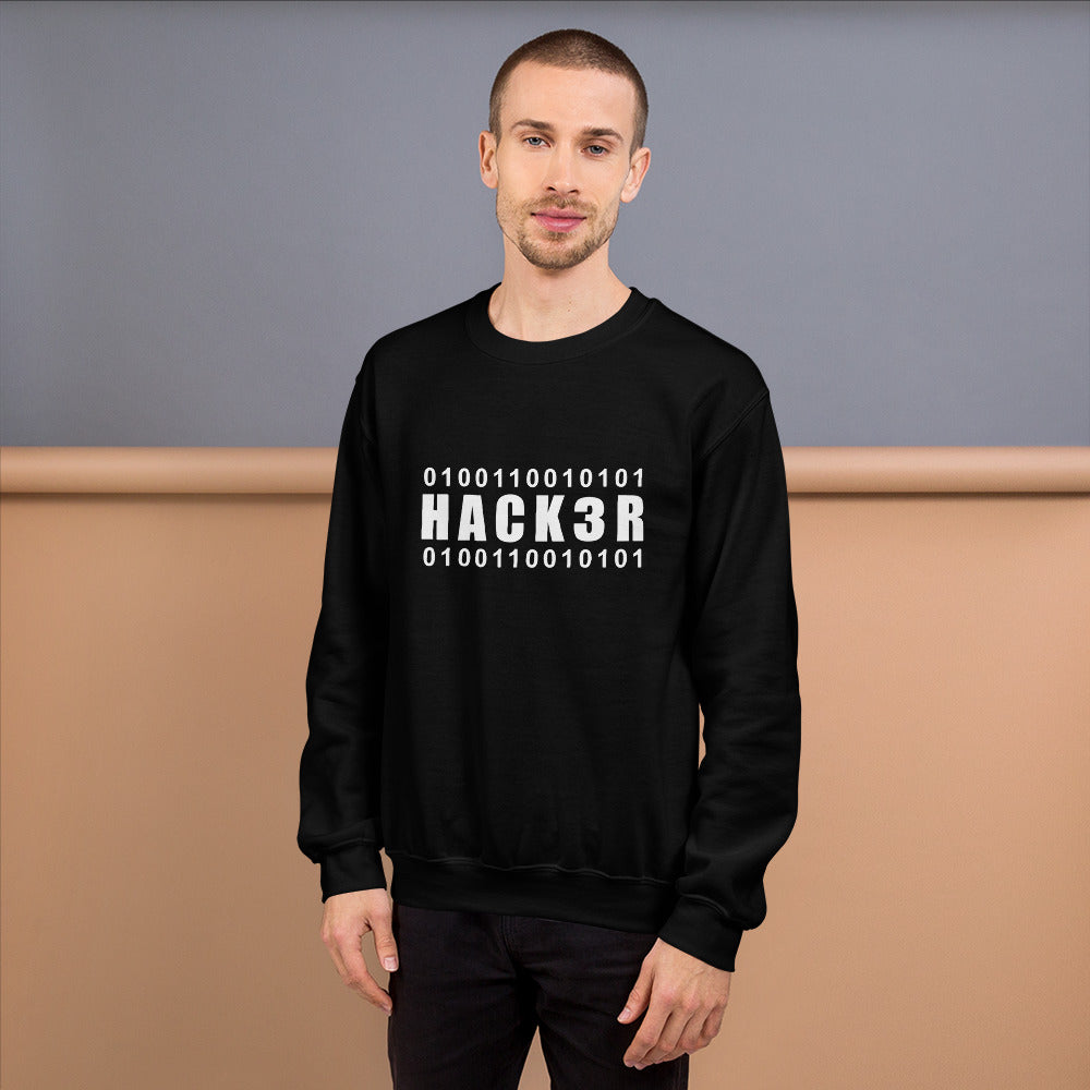 0100110010101 Hack3r - Sweatshirt (white text) by DarkByteGear