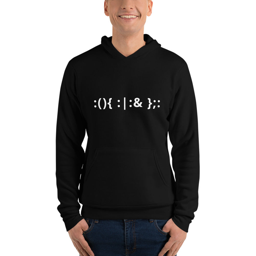 Linux Hackers - Bash Fork Bomb - White Text Unisex hoodie by DarkByteGear
