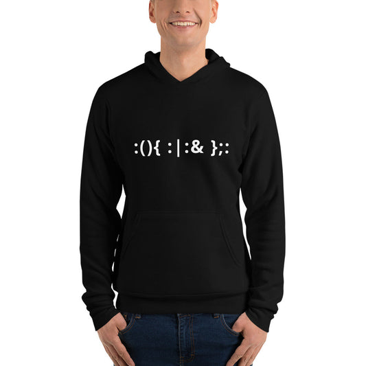 Linux Hackers - Bash Fork Bomb - White Text Unisex hoodie by DarkByteGear