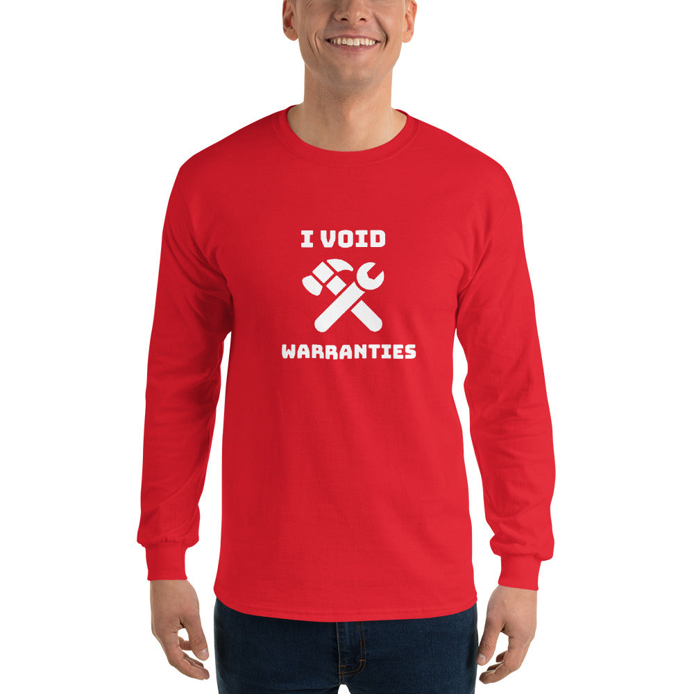 I void warranties - Men’s Long Sleeve Shirt (white text) by DarkByteGear