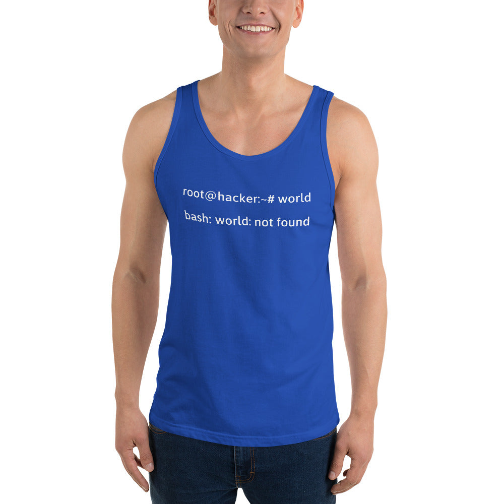 Linux Tweaks - world not found - Unisex Tank Top (white text) by DarkByteGear