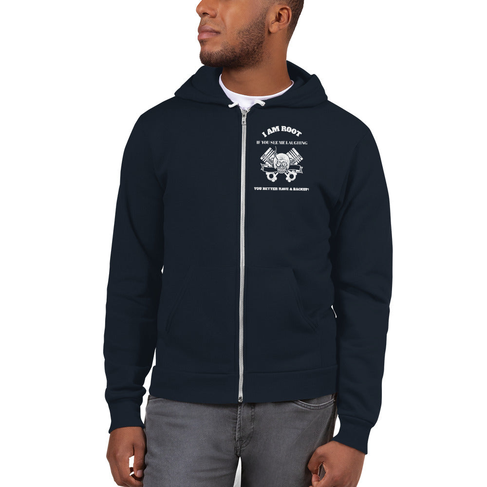 I Am Root If You See Me Laughing You Better Have A Backup - Hoodie sweater (white text) by DarkByteGear