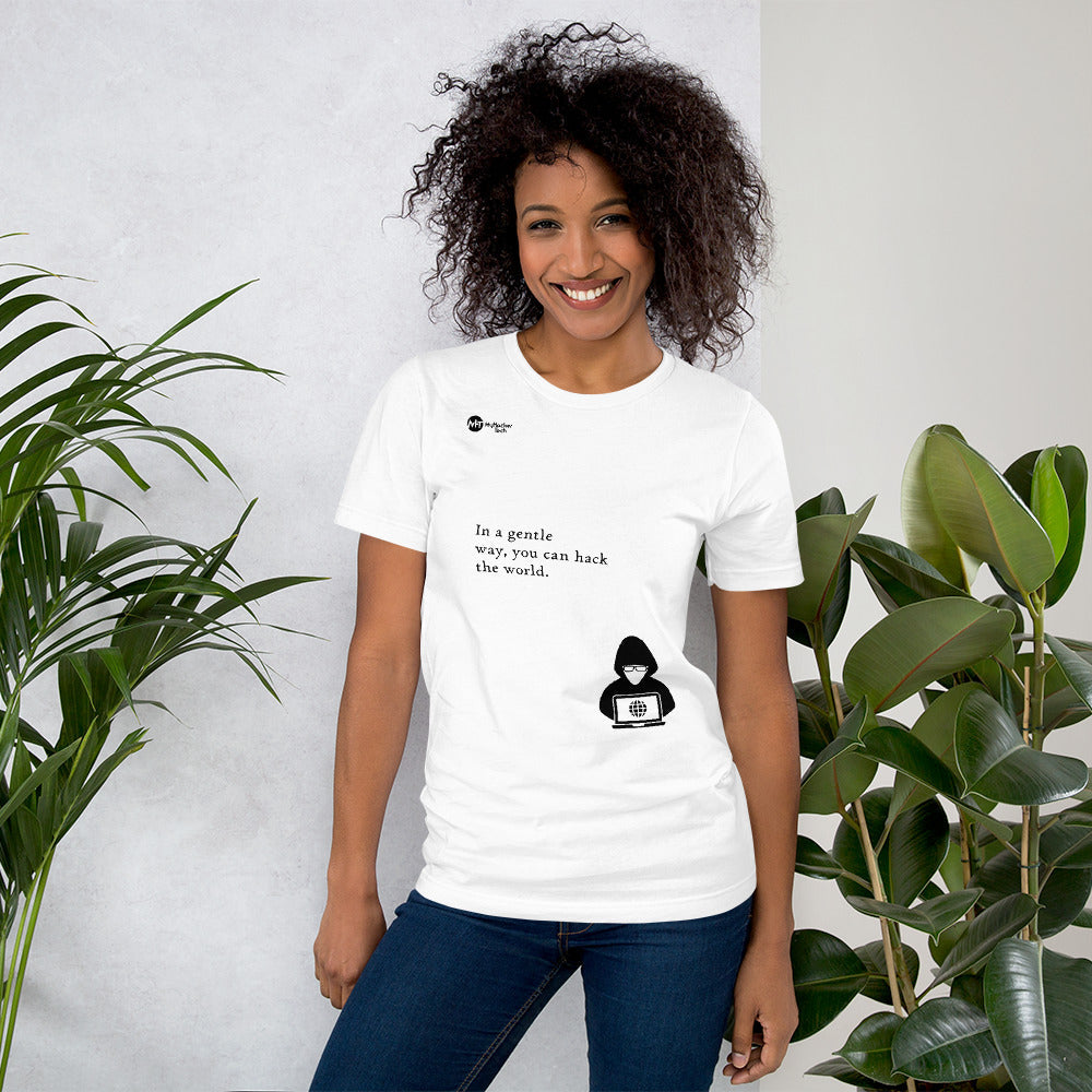You can hack the world - Short-Sleeve Unisex T-Shirt (black text) by DarkByteGear