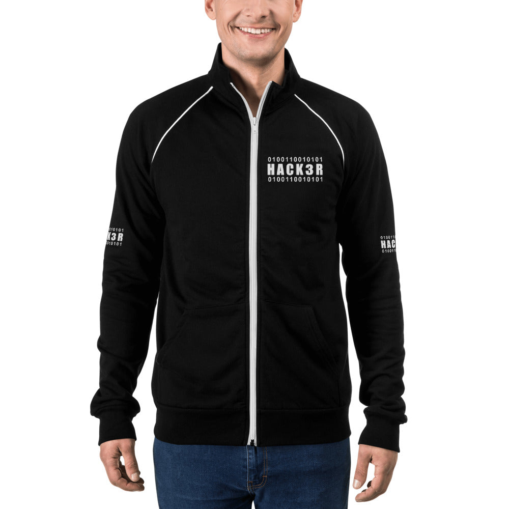 0100110010101 Hack3r - Piped Fleece Jacket by DarkByteGear