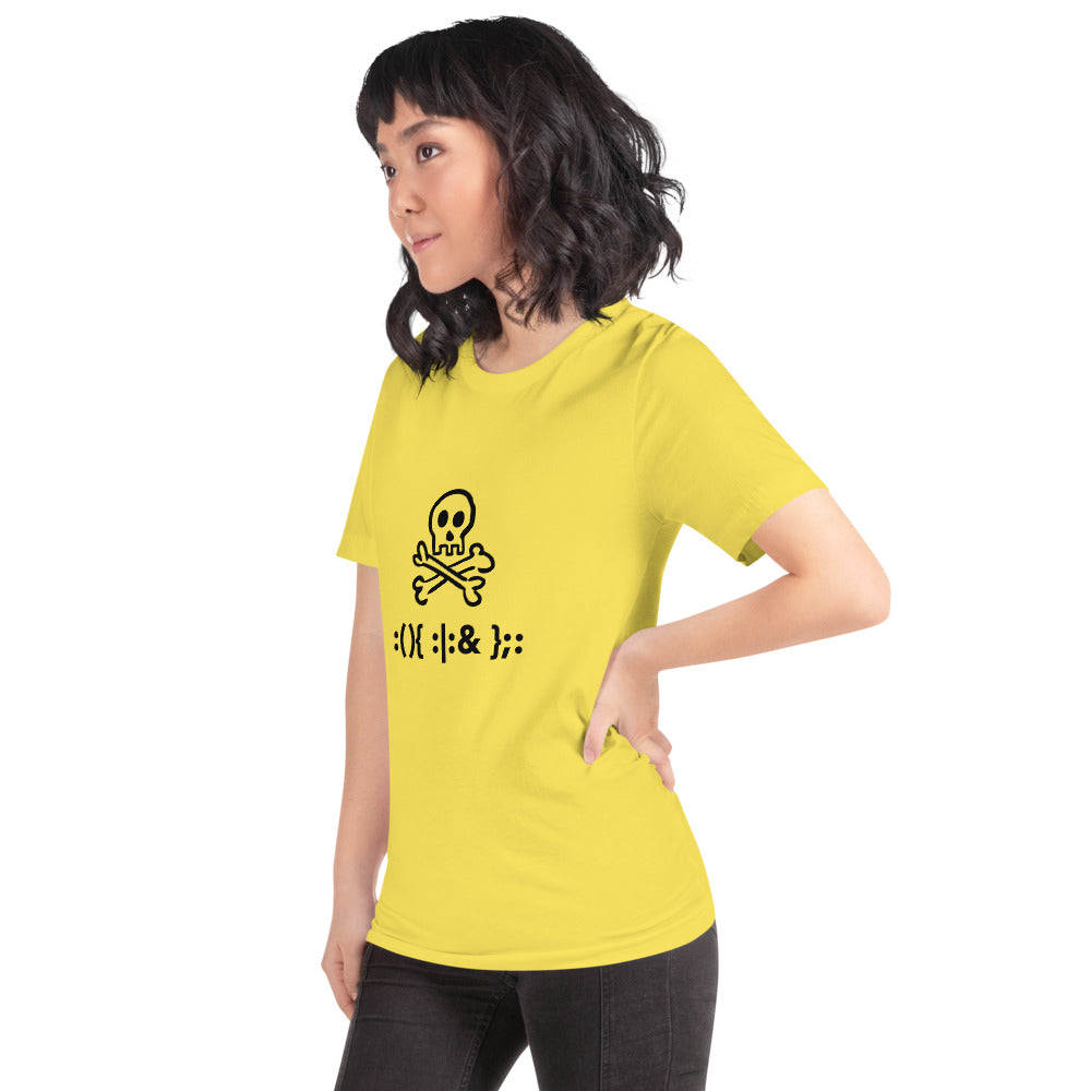 Bash Fork Bomb Linux - Short-Sleeve Unisex T-Shirt (black text) by DarkByteGear
