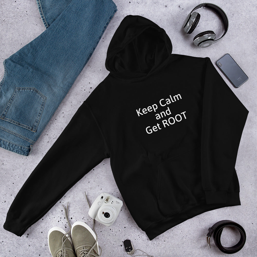 Keep Calm and Get ROOT - Hooded Sweatshirt (white text) by DarkByteGear