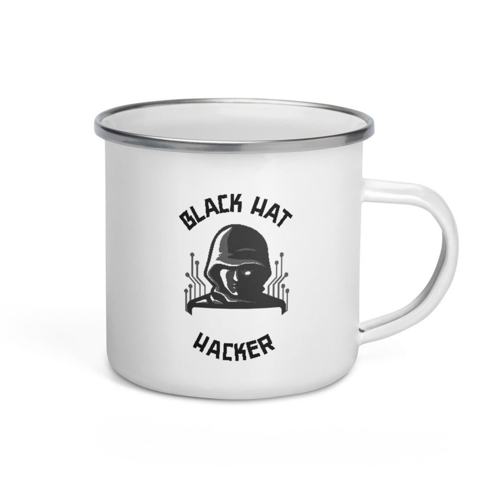 Black Hat Hacker - Enamel Mug by DarkByteGear
