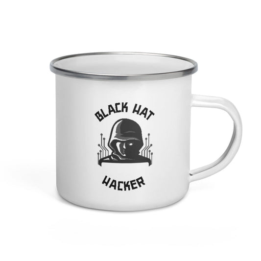 Black Hat Hacker - Enamel Mug by DarkByteGear