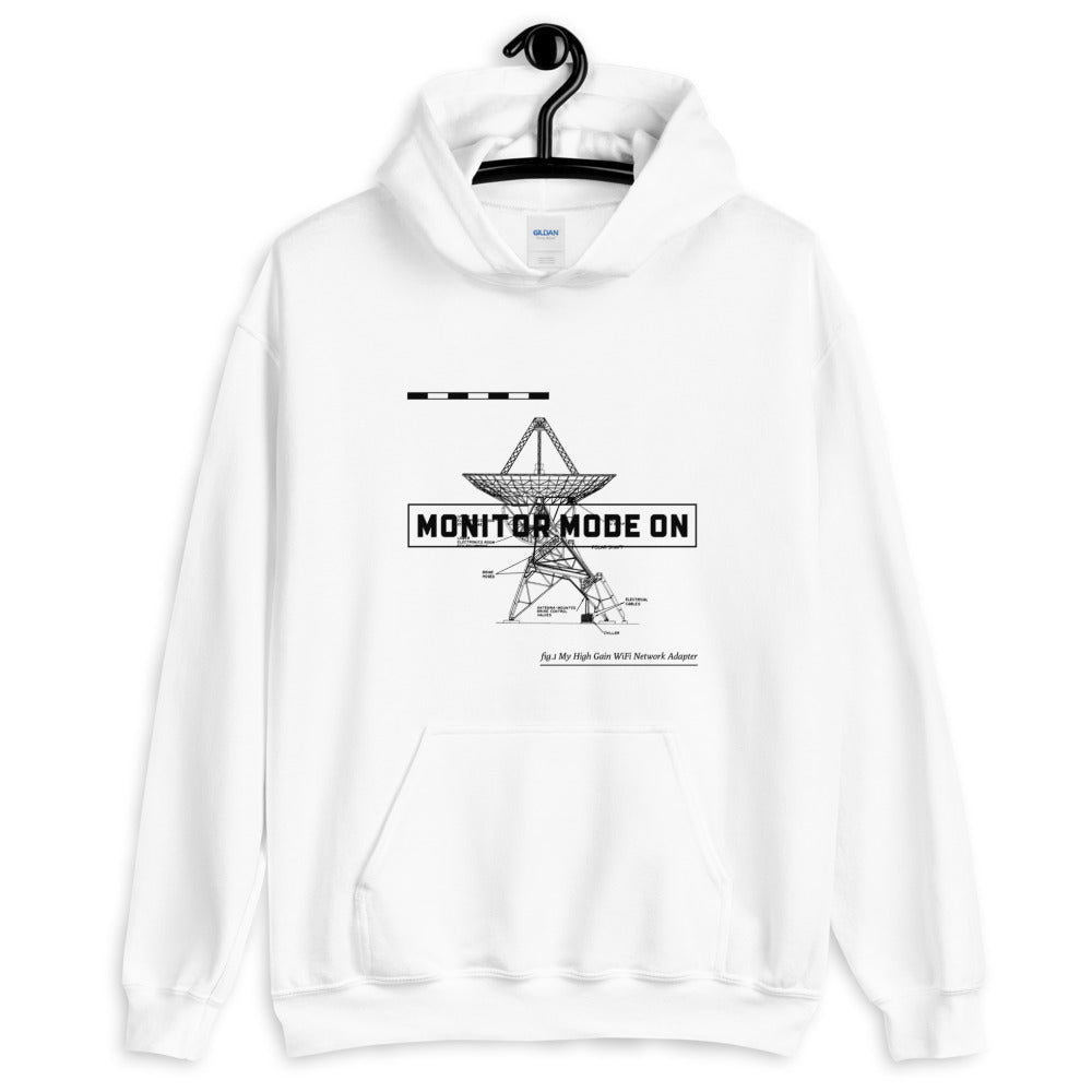 Monitor mode ON - Unisex Hoodie (black text) by DarkByteGear