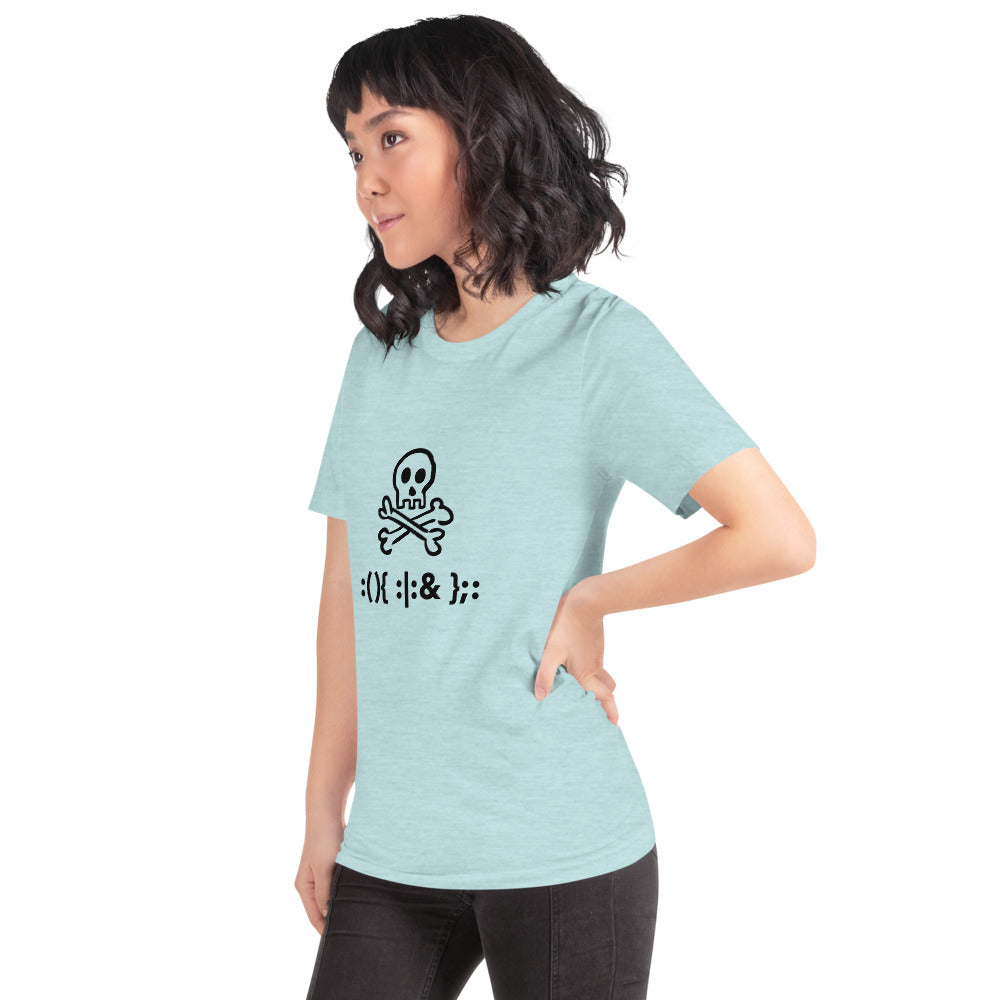 Bash Fork Bomb Linux - Short-Sleeve Unisex T-Shirt (black text) by DarkByteGear