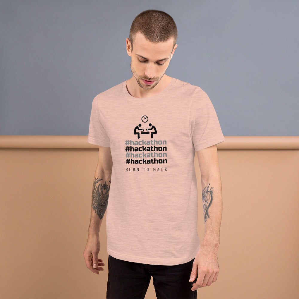 #hackathon - Short-Sleeve Unisex T-Shirt (black text) by DarkByteGear