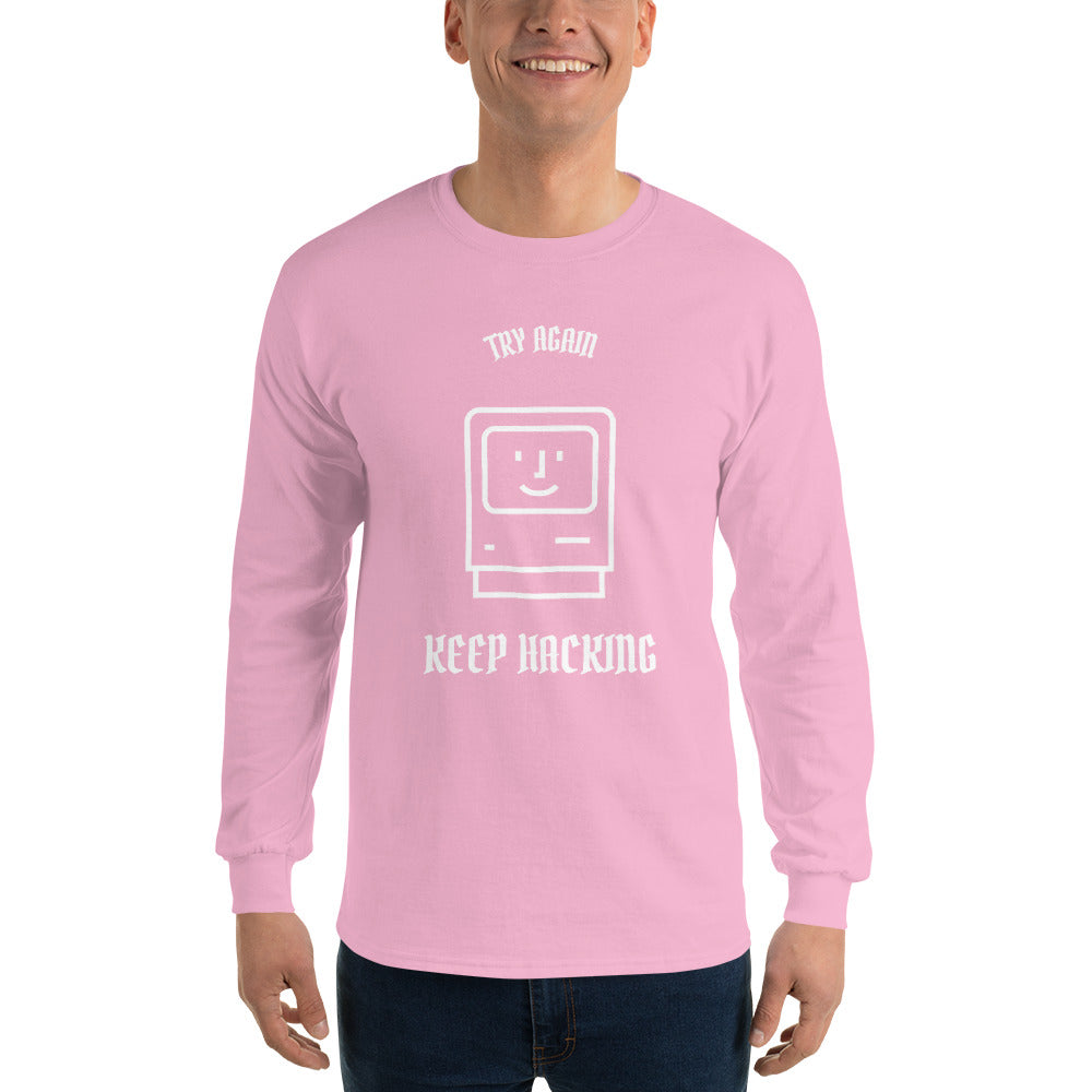 Keep hacking - Long Sleeve T-Shirt (white text) by DarkByteGear