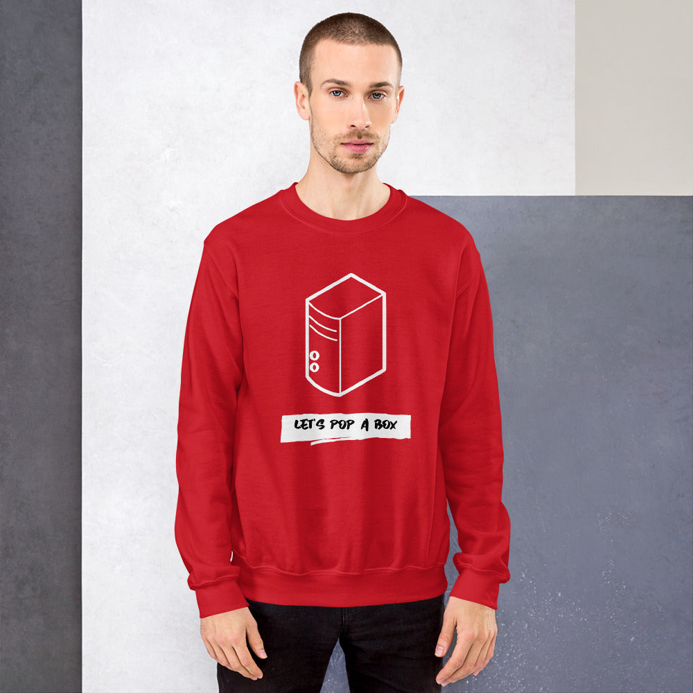 Let's pop a box - Unisex Sweatshirt (white text) by DarkByteGear