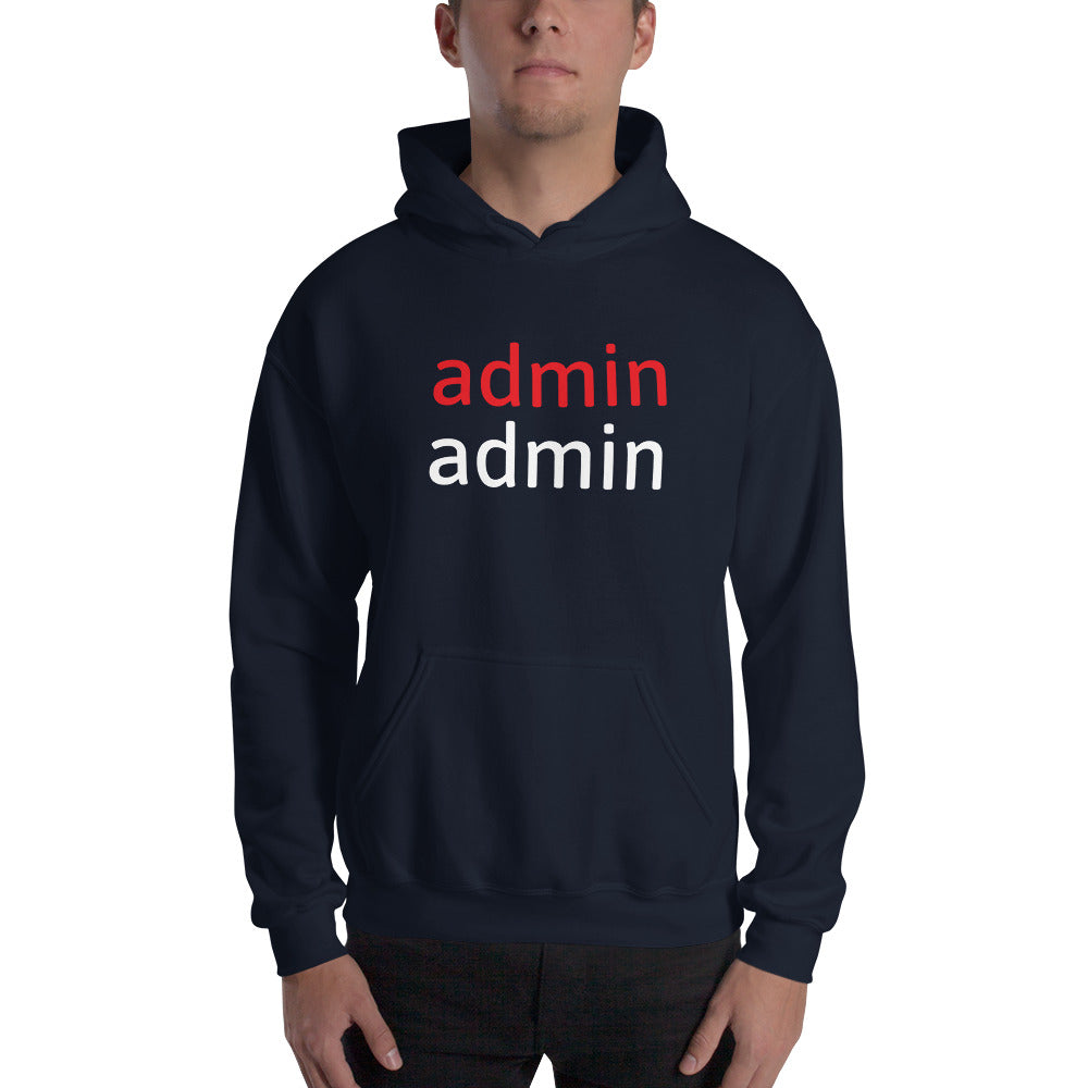 admin admin - Hooded Sweatshirt (white text) by DarkByteGear