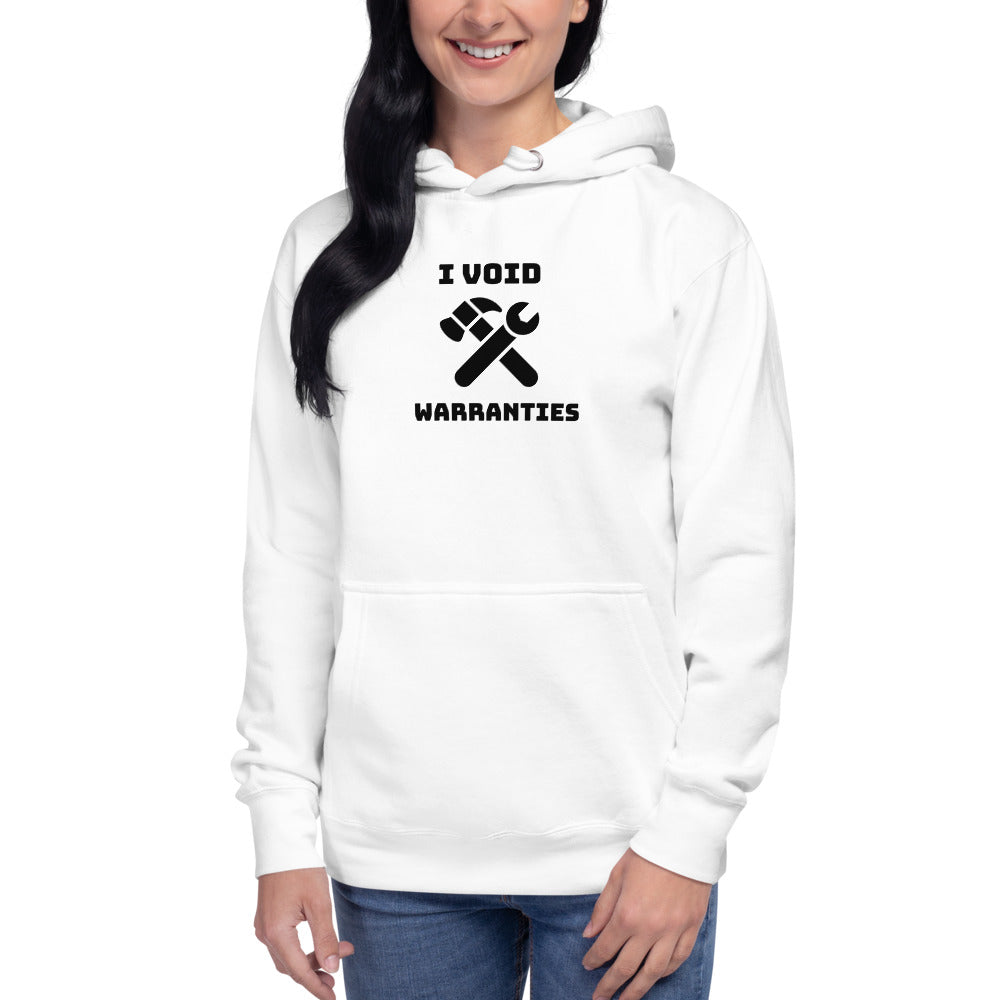 I void warranties - Unisex Hoodie (black text) by DarkByteGear