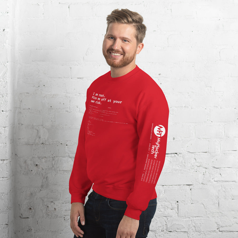 I am root. Piss me off at your own risk - Unisex Sweatshirt by DarkByteGear