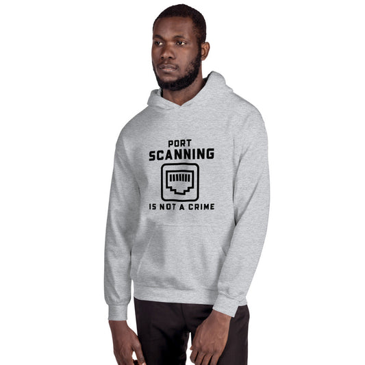 Port Scanning is not a crime - Unisex Hoodie (black text) by DarkByteGear