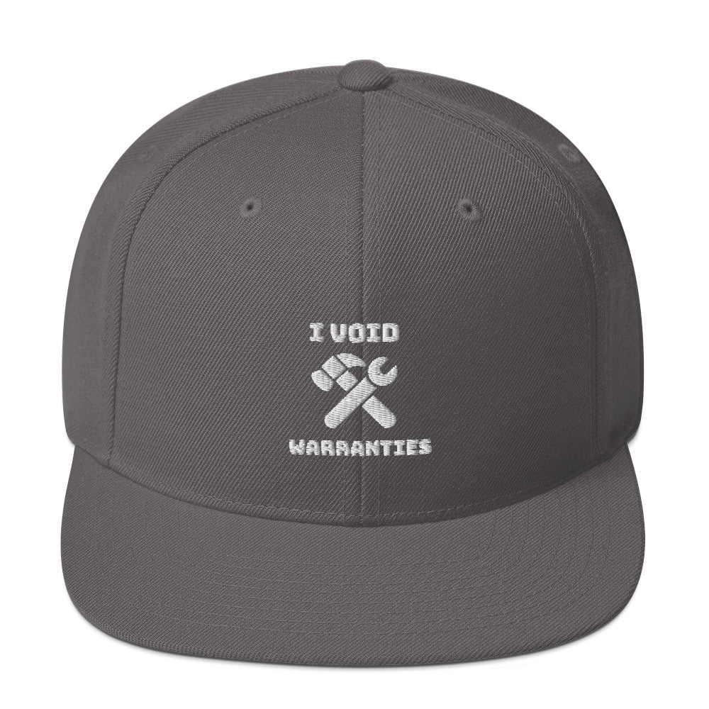 I void warranties - Snapback Hat (white text) by DarkByteGear
