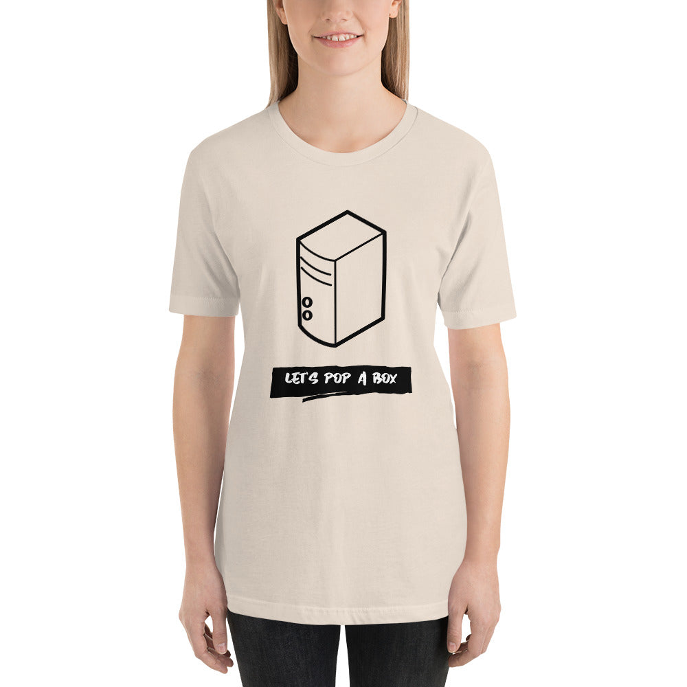 Let's pop a box - Short-Sleeve Unisex T-Shirt (black text) by DarkByteGear