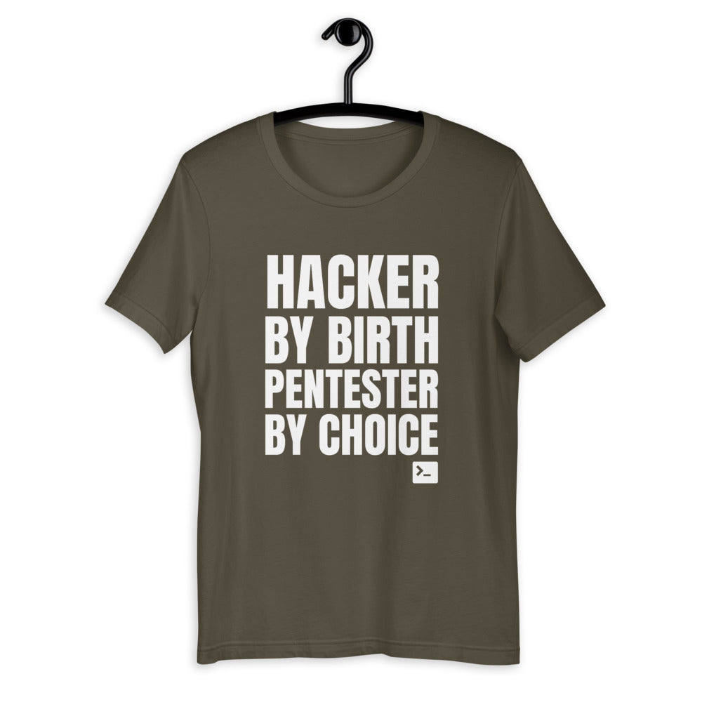 Hacker by birth Pentester by choice - Short-Sleeve Unisex T-Shirt by DarkByteGear