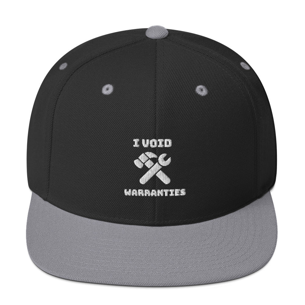 I void warranties - Snapback Hat (white text) by DarkByteGear