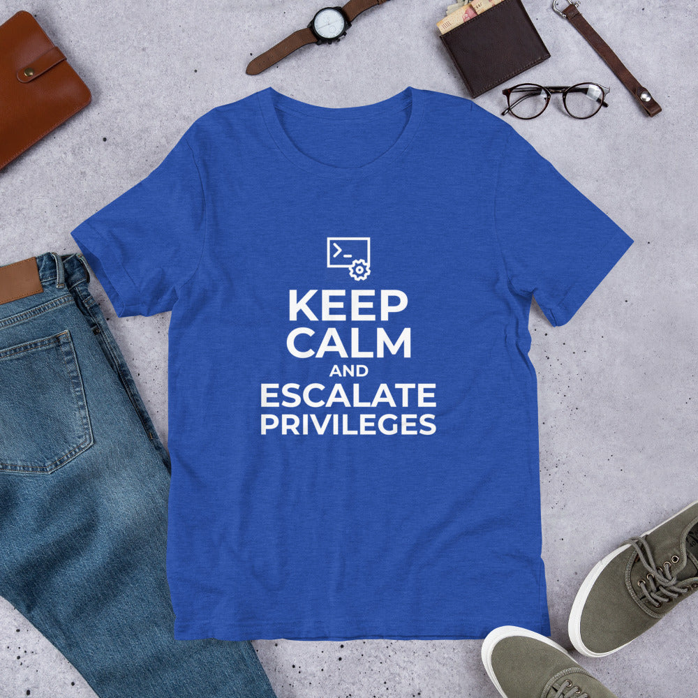 Keep calm and escalate privileges - Short-Sleeve Unisex T-Shirt (white text) by DarkByteGear