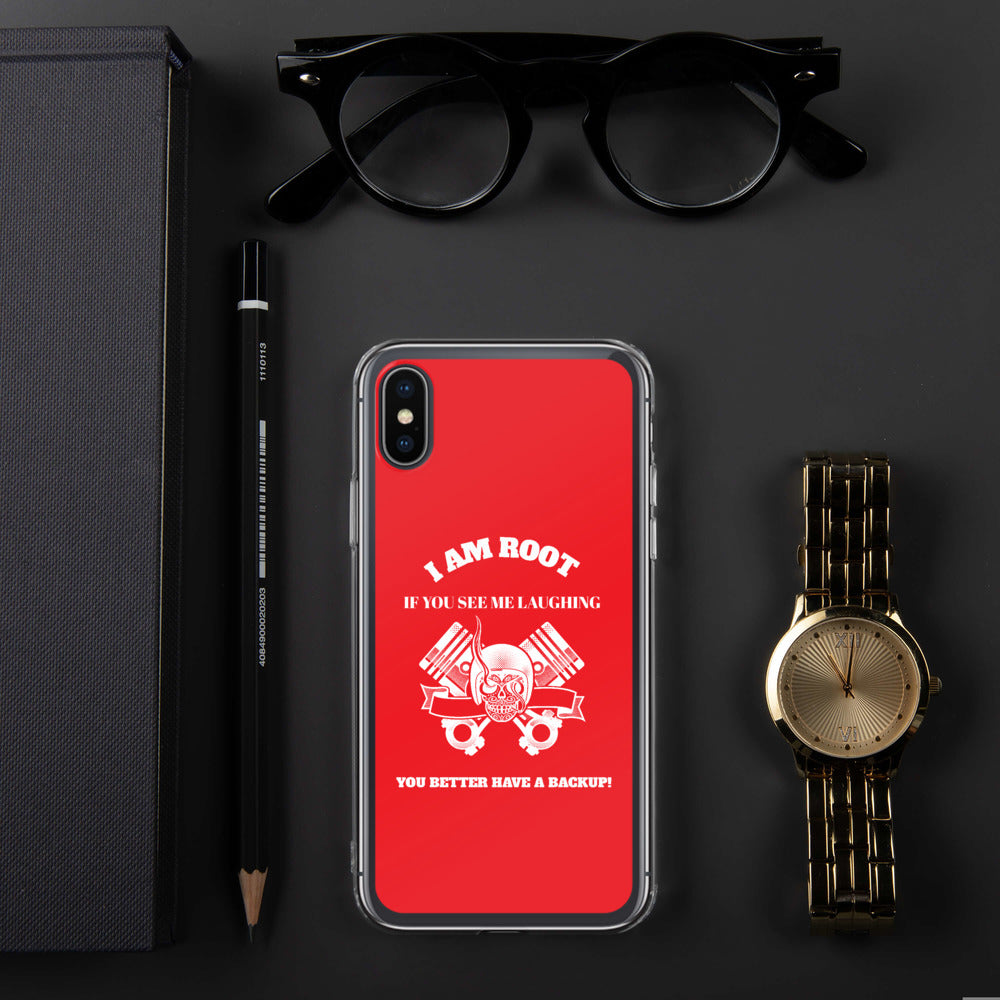 I Am Root If You See Me Laughing You Better Have A Backup - iPhone Case (red) by DarkByteGear