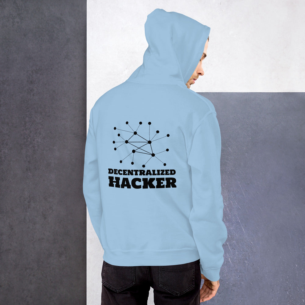 Decentralized Hacker - Unisex Hoodie (black text) by DarkByteGear