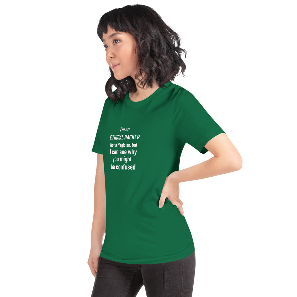 I'm an ethical hacker - Short-Sleeve Unisex T-Shirt (white text) by DarkByteGear