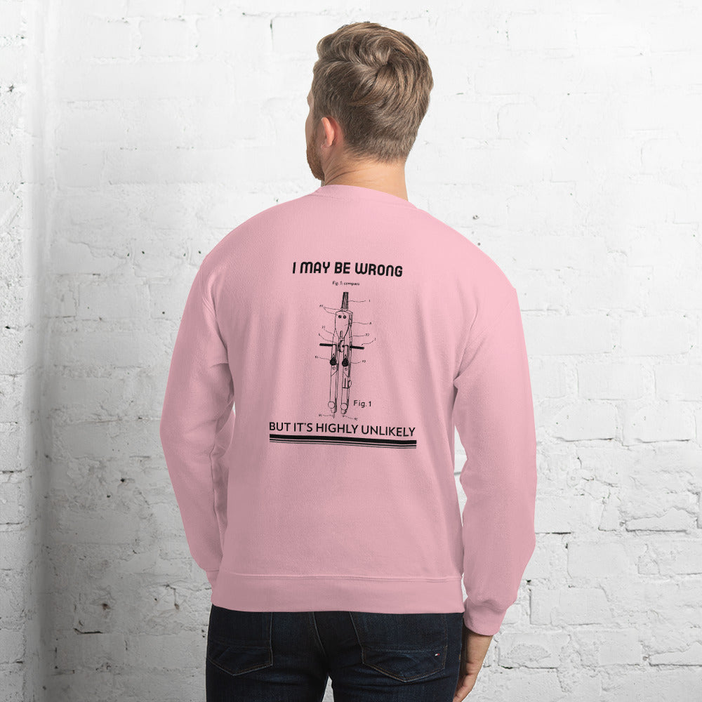 I may be wrong, but it's highly unlikely - Unisex Sweatshirt (black text) by DarkByteGear